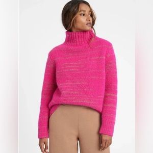 Banana Republic Pink Space Dye Italian Wool Blend Cowl Neck Sweater